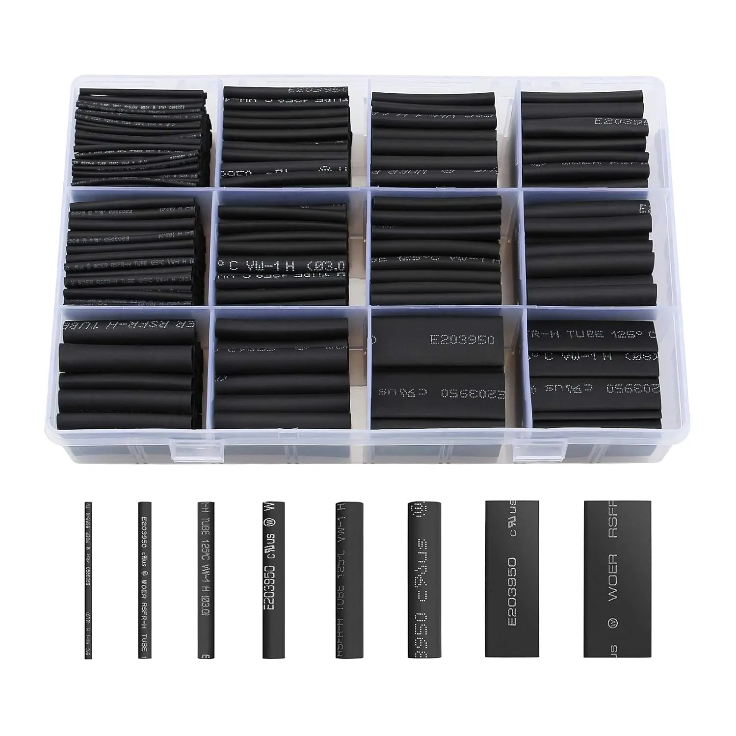 650 count Heat Shrink Tubing Black  Heat Shrink Tube Wire Shrink Wrap UL Approved Ratio 2:1 Electrical  Wire Kit Set Long Lasting Insulation Protection, Safe and Easy,  Material