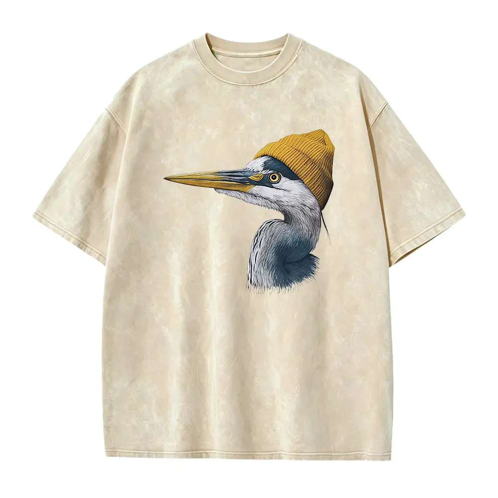Great Blue Heron T-Shirt, Unisex Retro 90s Casual Graphic Tee - Smooth and Seamless 100% Cotton for Birdwatching, Graphics, Solid, Printed, Shortsleeve, Fabric, Round Neck, Soft, Tshirts