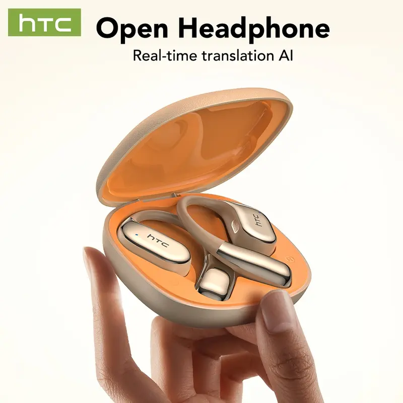 HTX NE39 Open Ear Headphones Pro, Silver Color/gunmetal /titanium Golden, Ai Voice Translation, Bluetooth-compatible Connectivity, Audio Headphones