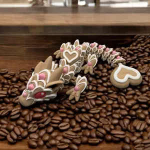 Cinderwing 3D Printed Articulated Dragon Cookie Fidget Toy, 8 Inch Long with Pink and Red Accents, Ideal Gift Decor for Children and Adults