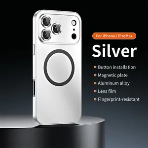 Metal frame with magnetic Magsafe snap design, made of alloy aluminum, specially designed for Apple/iPhone 17/16/15/14/13/12 Pro Max Plus, with shockproof function. Ultra-thin phone case, fully covers lens protection, compatible with wireless charging, an