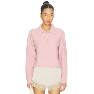 Varley Marlie Polo Knit Sweater in Zephyr Mauve