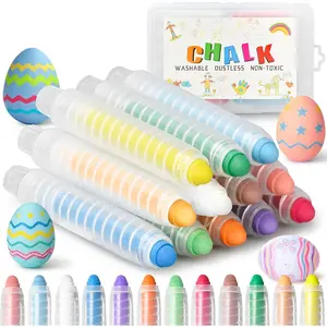 Easter Basket Stuffers for Teens  - Easter Basket Essentials 12 count Dustless Chalk  Washable Outdoor   Toys for  Girls Boys Drawing Art Supplies Arts Crafts 4-8 8-12 10-12