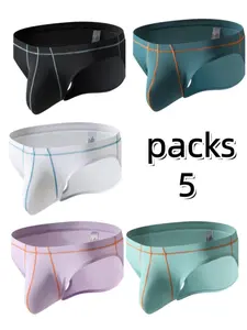 5-Pack High-Elastic Ice Silk Men's Briefs, Cool and Breathable, Comfortable Low-Waist Underwear, Large Size, All Seasons
