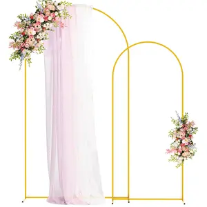 Metal Arch Backdrop Stand Set of 2 Gold Wedding Arch Stand 7.2FT & 6FT Arched Backdrop Frame for Birthday Party Baby Shower Graduation Ceremony Decoration Banners Ornaments