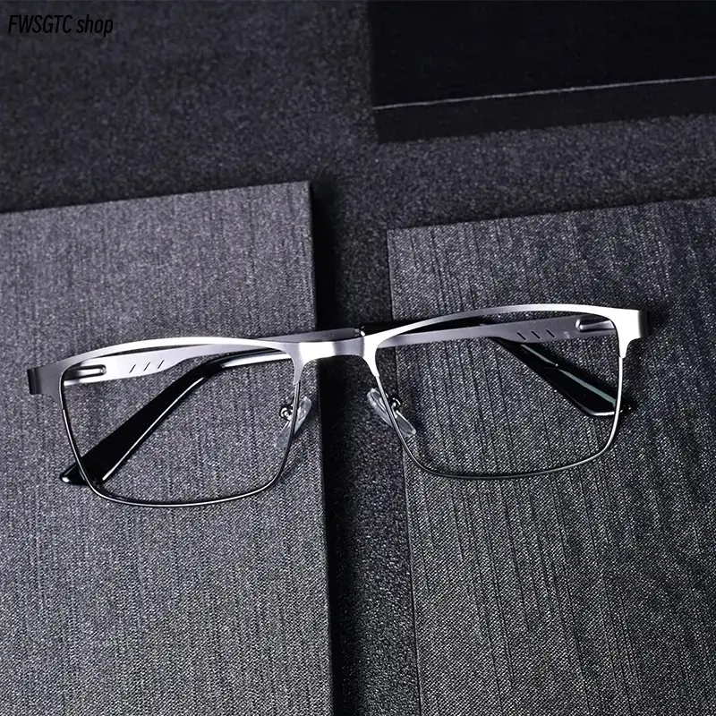 Men's Square Rubber Frame Reading Eyeglasses - Premium Blue Light Blocking Presbyopic, Lightweight Durable Glasses with +1.0 to +4.0 Adjustable Strength, Single Item for Reading, Office Work