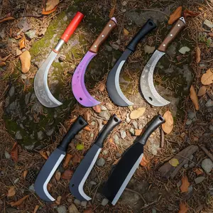 [7-Piece Multi-Functional Tool Set] Weeding Sickle, Curved Machete, Brush Clearing Hand Sickle, Garden Tool with Carbon Steel Thickened Blade, Gardening Machete for Yard Work