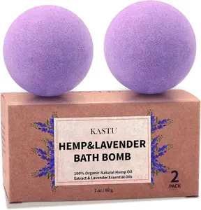 KASTU Bath Bombs – 2 Pack Fizzy Spa Bath Bombs with Hemp Oil Extract & Lavender Essential Oils