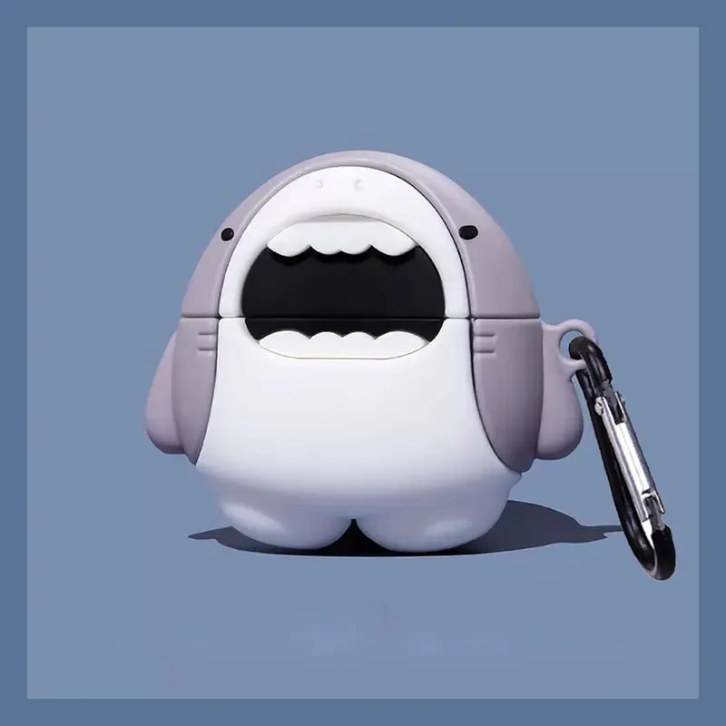 Cute Shark Case for Airpod Pro 2/1 Gen Cases 2022/2023, Funny 3D Cartoon Kawaii Cool Air pods Pro 2nd/1st Generation  Cases for  iPod Pro with  for Boys Girls  Teen, Shark