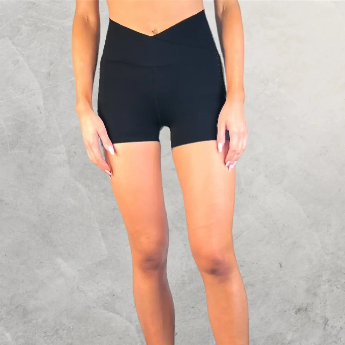 LUXEIT DIAMOND™ Noir Black High-Waisted Slim Fit Crossover Shorts