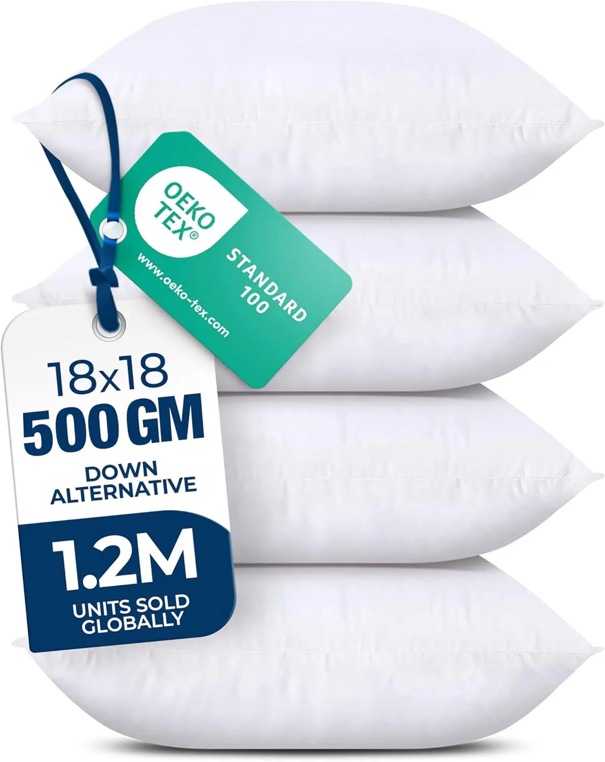 Set of 4 Premium 18x18 Square Pillow Inserts - Plush Down Alternative Couch Pillow Stuffers & Cushion Fill for Home & Fall Decor Utopia Bedding