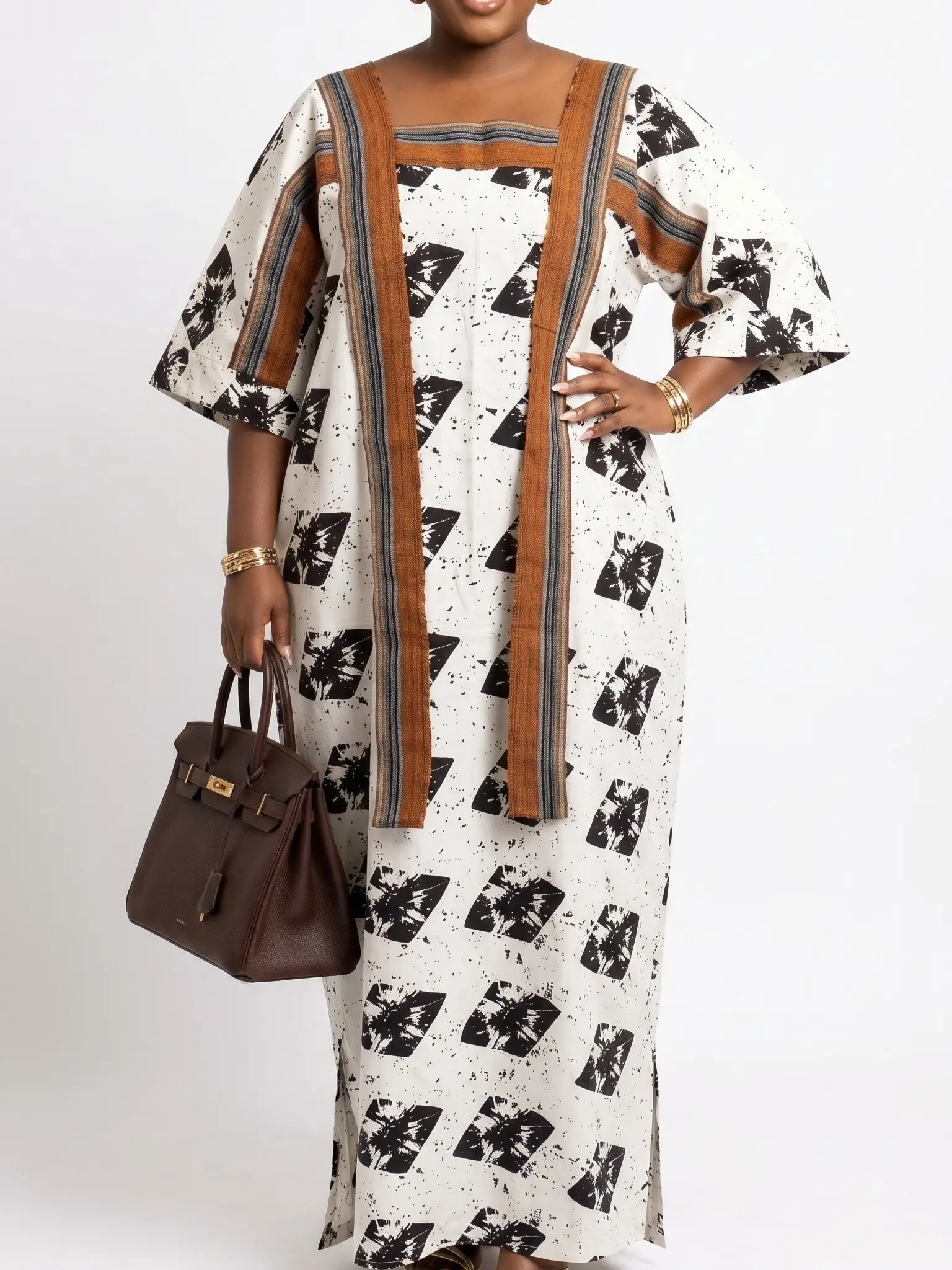 VODI KAFTAN DRESS EMBELLISHED WITH ASO-OKE