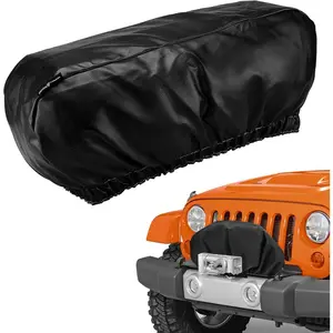 Winch Cover Heavy Duty Waterproof Winch Protection Cover, Dust-Proof,Universal Winch Protective Cover for Electric Winches Up to 17500 Lbs, 24” W x 10” H x 7” D (Black)