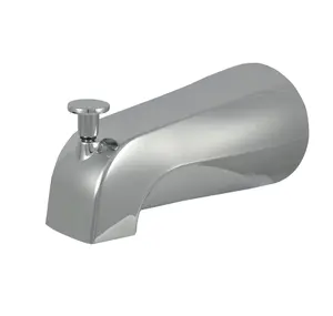 Metal Tub Spout with Diverter in Chrome, 5.25" Length x 2.5" Height x 2.5" Width x 0.7 lb. Weight