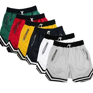 Summer thin mesh sports basketball shorts men's muscle fitness running basketball training breathable fitness five-point pants