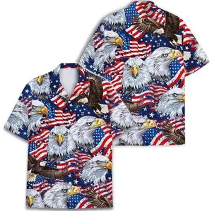 American Eagle Hawaiian Shirt, Patriotic 4th of July Button Down