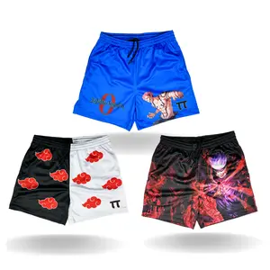 3 Anime Shorts Bundle 5" Inseam with Pockets Gym Menswear Breathable Athletic Mesh Workout Basketball Shorts highwaist shorts machine washable