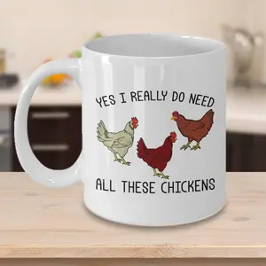 1pc Yes I Really Do Need All These Chickens, Rooster Coffee Cup, Crazy Chicken Lady, Funny Chicken Coffee for Chicken Lovers, Backyard Chicken Farmers Gifts, Morning Person, Chicken Cup, Party Cups 11 oz white ceramic mug