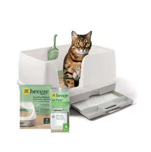 Purina Tidy Cats Breeze XL Litter Box Starter Kit, Easy to Clean, High Sided, Anti-Urine Leakage, Includes Litter Box, Ion Pads & Pellets, Cat litter box