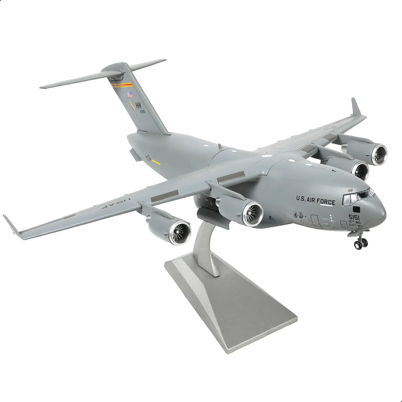 C-17 Globemaster III Pre-Built Diecast Aircraft Model Kit with Display Stand - 535th Airlift Squadron Livery Replica Scale Military Collectible for Spring Tok Enthusiasts, Aircraft Models, Scale Model