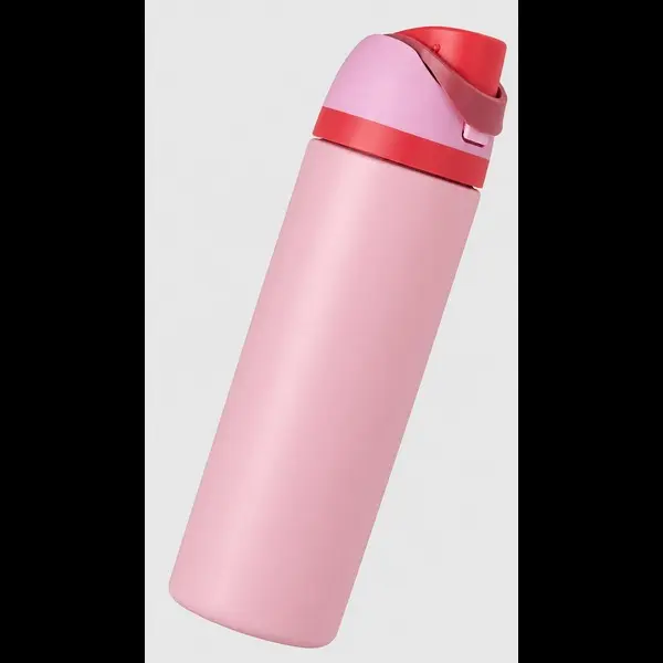24oz Vacuum Insulated Stainless Steel Water Bottle with Straw, Leak-Proof Reusable Sports & Travel Bottle, BPA-Free, Angel Food Cake Color