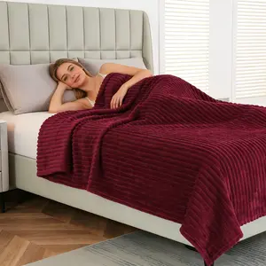 Seasonal Striped Flannel Blanket, Soft Plush Multi-Color Options (//////blue//), Ideal for Bed/sofa/nap/living Room Decor