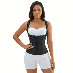 ZGQNBelle Waist Trainer Corset Vest for Women Tummy Control Steel Boned High Compression Body Shaper Zipper Front Adjustable Straps Minimalist Shapewear Girdle Fajas Colombianas Womenswear, Waist-Shaping Shapewear Tops, Compressive Shapewear Tops
