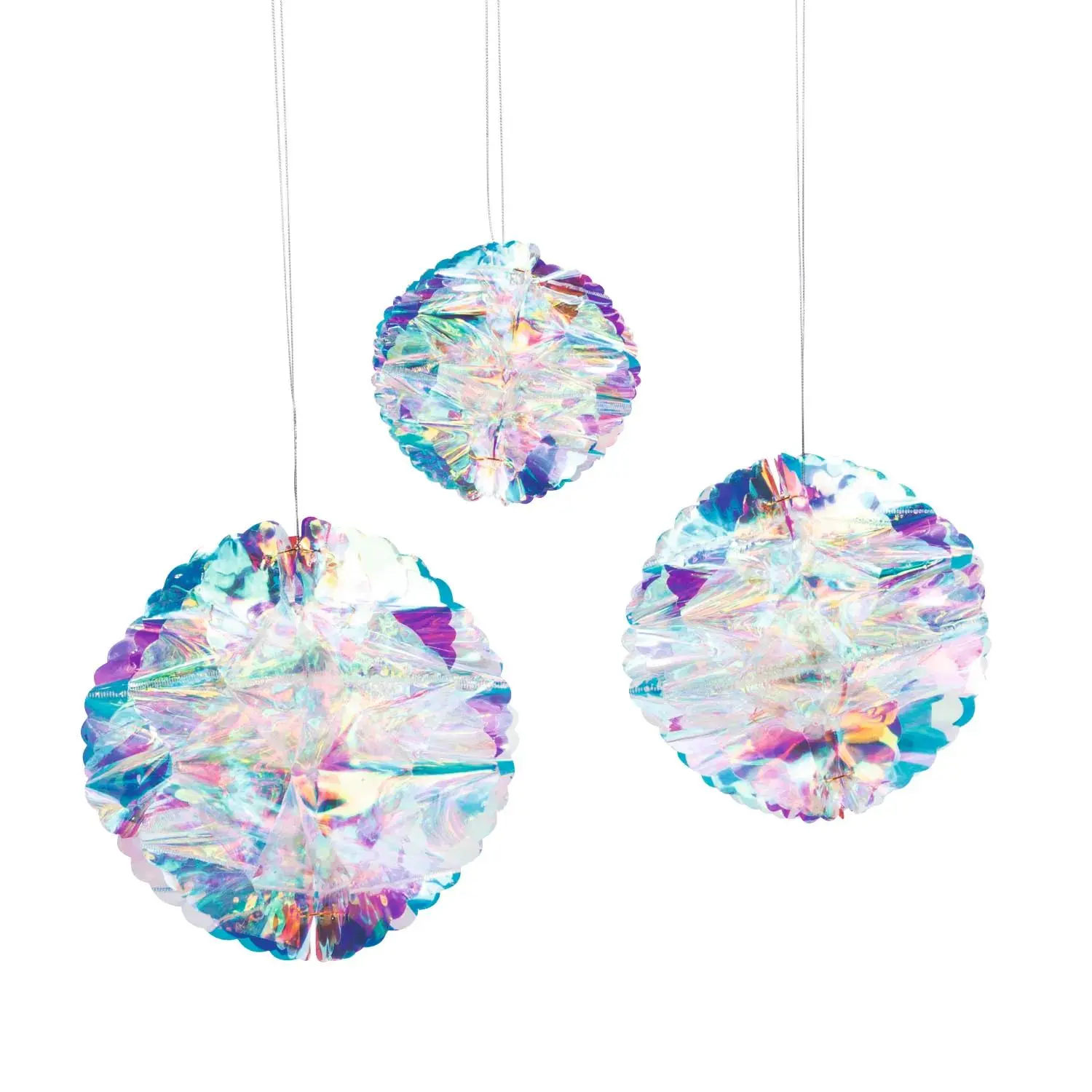 5 3/4"  - 9 1/2" Iridescent Honeycomb Ceiling Decorations - 3 Pc.
