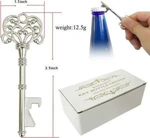 5PCS Wedding Gift Bottle Openers in Retro Skeleton Key Design with Thank-You Cards Key Chains for Guests Ideal for Weddings Birthdays & Party Favors Set Souvenirs