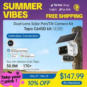 [Summervibes] TP-Link & Tapo  C645D KIT Dual Lens Pan/Tilt Security Battery Camera Wireless w/Solar Panel, 2K 3MP 165° Wide-Angle + 6mm Telephoto, Free Person/Vehicle Detection, 360° Pan, SD/Cloud Storage, Works w/Alexa & Google