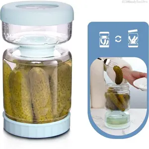 34oz Blue Borosilicate Glass Pickle Jar – Double Leak-Proof Design with Hourglass Flip for Easy Drainage, Veggies & Fruits, Kitchen Storage Gift for MomCC29HandyToolPro