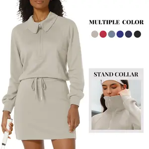 Casly Lamiit 2 Piece Sets for Women Long Sleeve Casual Tennis Skorts Sweatshirts Half Zip Matching Lounge Tracksuit Outfits Athleisure Style Fall Season Soft Fabric Stand Collar #Springfresh