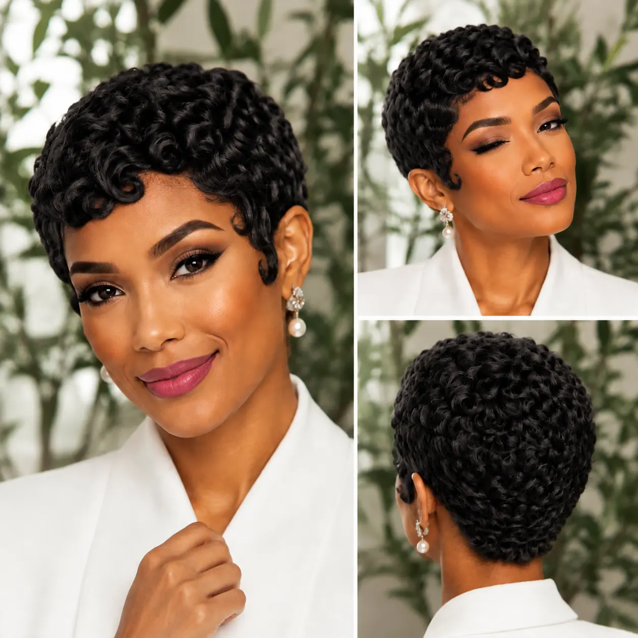 Short Curly Pixie Cut 13x4 Lace Front Human Hair Wigs, 13x4 HD Lace Frontal Wigs Short Layered Curly Glueless Daily Wear Wig Pre Plucked Deep Wave Pixie Cut 100% Human Hair Wigs for Black Women Rose Quartz Wig Straight Hair Wig Easy To Manage Versatile Wi