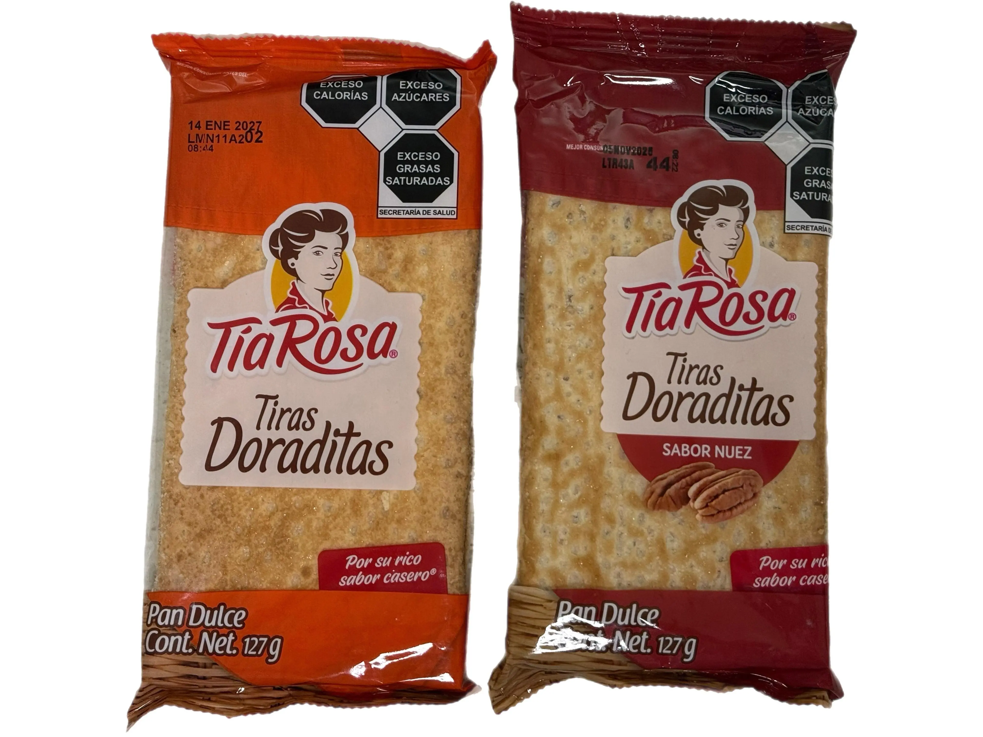 Tía Rosa Tiras Doraditas o Tiras Doraditas Sabor Nuez – Mexican Golden Sweet Bread Crisps – Pick Your Flavor - 127 g (4.48 oz)