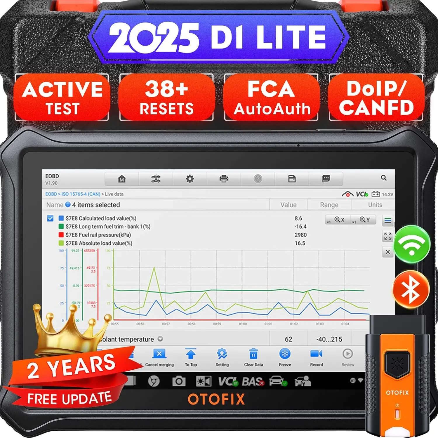 Autel OTOFIX D1 Lite Bidirectional Scan Tool Bluetooth OBD2 Scanner Diagnostic 2 Years Free Update 38+ Services CANFD DoIP Protocols All System Diagnoses ABS Bleeding Auto VIN