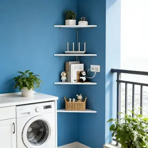 4-Piece Corner Shelf Set, Wall-Mounted Triangle Storage Rack, Living Room Study Wall Decor, Modern Simple Style