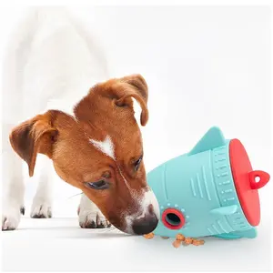 Rocket Shaped Pet Food Leakage Toy, Silicone Pet Food Leakage Device, Dog Anti Choking & Relieving Stuffiness Grinding Ball