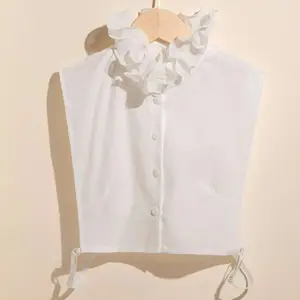 Double Layer Lace Trim Faux Collar with Ruffles & Dickie Design Detachable Stand Up Collar for Women Versatile Stylish Accessory