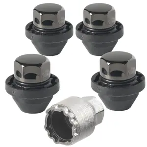 Ford Maverick 2022-2026 Wheel-Locks Lug Nuts Kit M14 X 1.5 Thread Size - Set of 4 Lug Nuts + 1 Key - Farad GalaxyLock DCH7/MX Black Chromed