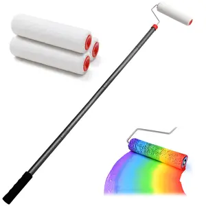 Paint Roller kit,Adjustable Paint Roller Extension Poles with Brush Stainless Steel Poles Splicing Rod House Mural Brush for Walls and Ceiling Tools