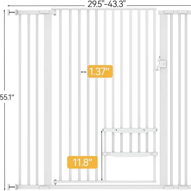 29.5-43" Wide, 55.1" Tall