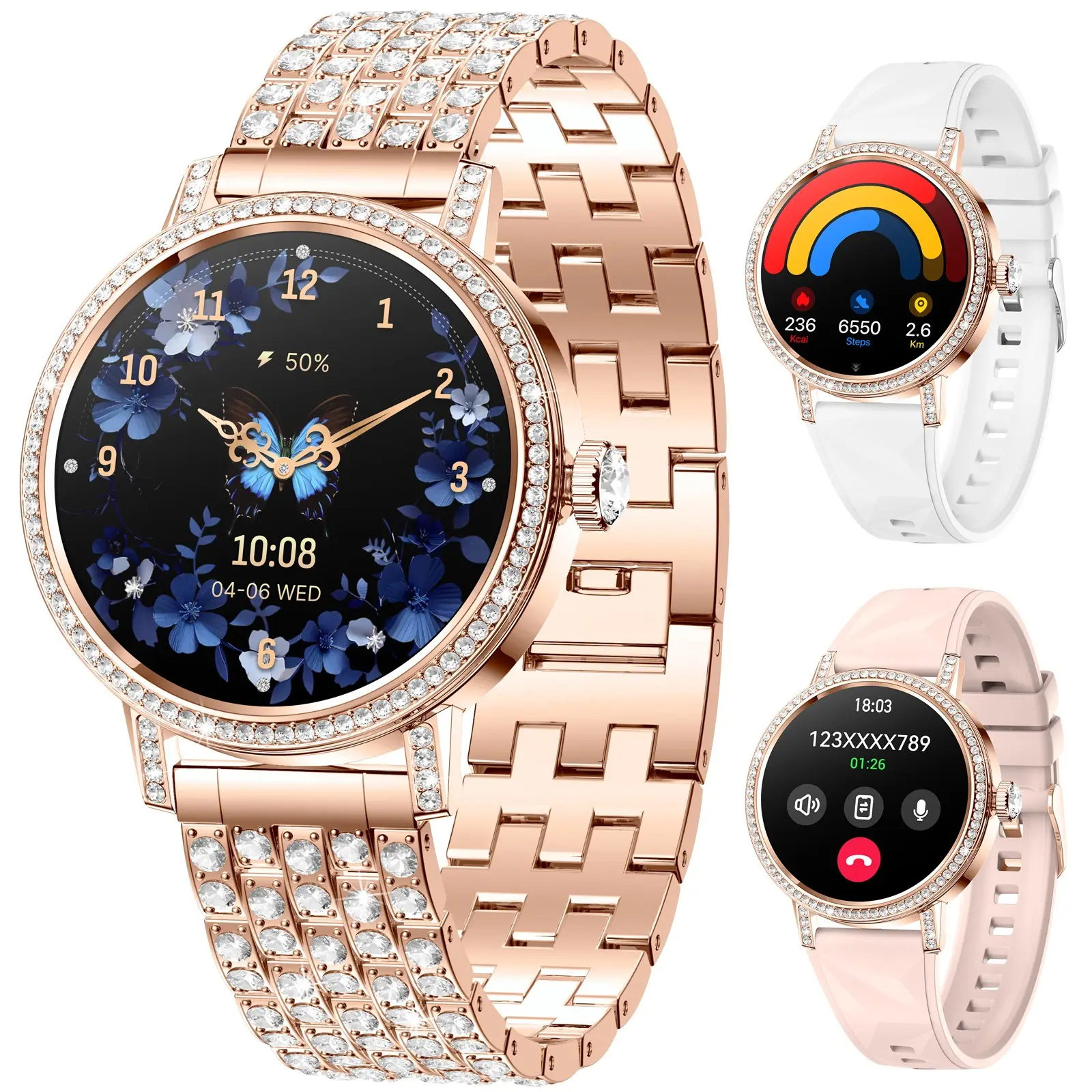 Smart Watches for Women Android iPhone, 1.27'' Women Smartwatch with Bluetooth Calls, Life Waterproof, More Sports Mode，Valentine's Day gift