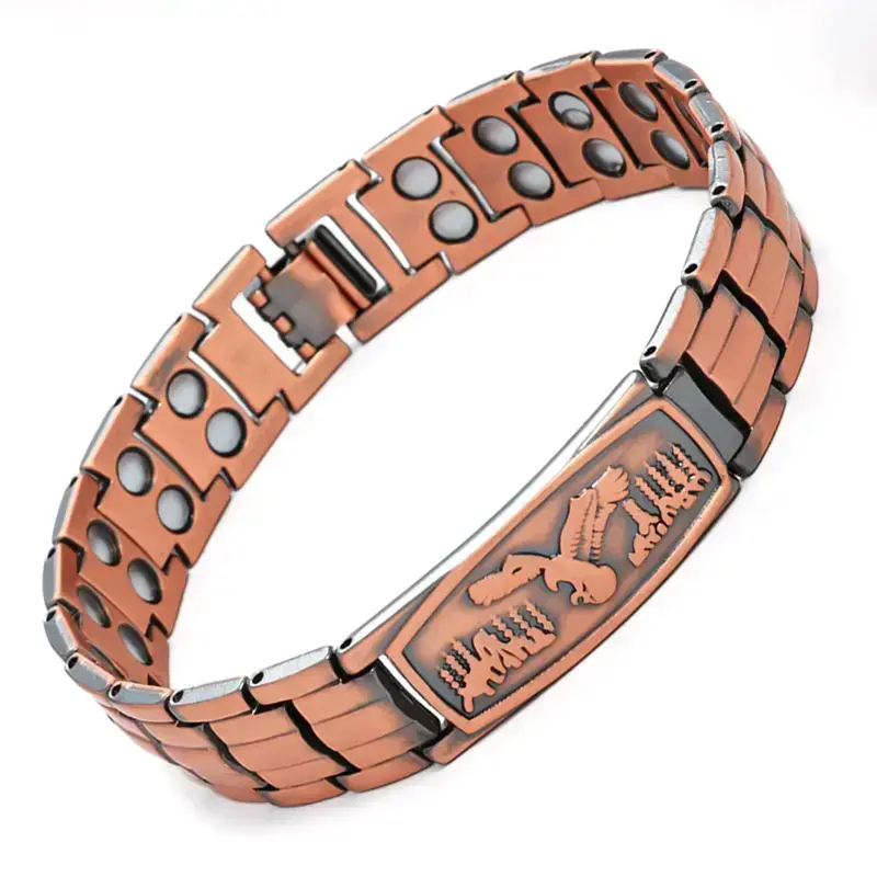 DearLuniva S Copper Bracelet for Men-Magnetic Bracelets 99.99% Pure Copper Jewelry Gift with Adjustable Sizing Tool, Magnetic Field Therapy Jewelry with Eagle Pattern Valentine’s Day gift.