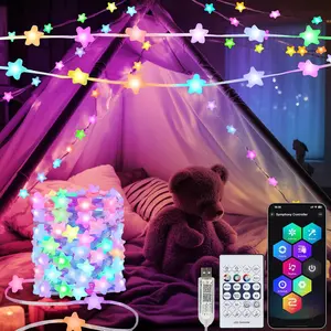 Fairy Lights Plug in 33Ft 16 Million Color Changing RGB String Lights Built-in Chip APP & Remote Control DIY Music Sync Twinkle Lights for Bedroom Christmas Decoration Gift