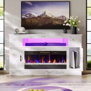 Bestier 63" Tall LED Fireplace TV Stand for TVs up to 70", Gaming Entertainment Center with 36" Fireplace for Living Room