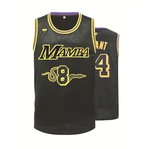 Men's Mamba #8 Embroidered Basketball Jersey, Retro Slightly Stretch Breathable Sports Uniform, Sleeveless Basketball Shirt For Training Competition Party Festival Gift