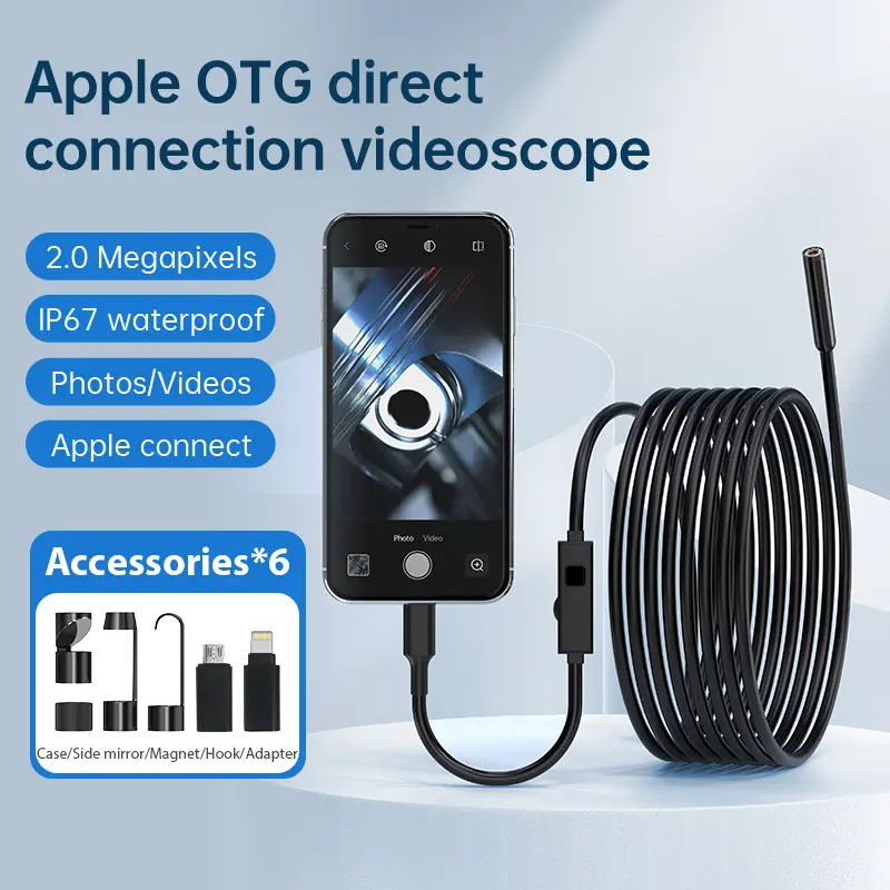 HD 1920P Borescope Endoscope Camera, IP67 Waterproof Snake Inspection Camera with 8 Dimmable LED Lights, 16.4ft Flexible Cable for Automotive Mechanic, Plumbing, Sewer, Wall & Household Checking, Practical Tool Gift for Dad Husband Handyman