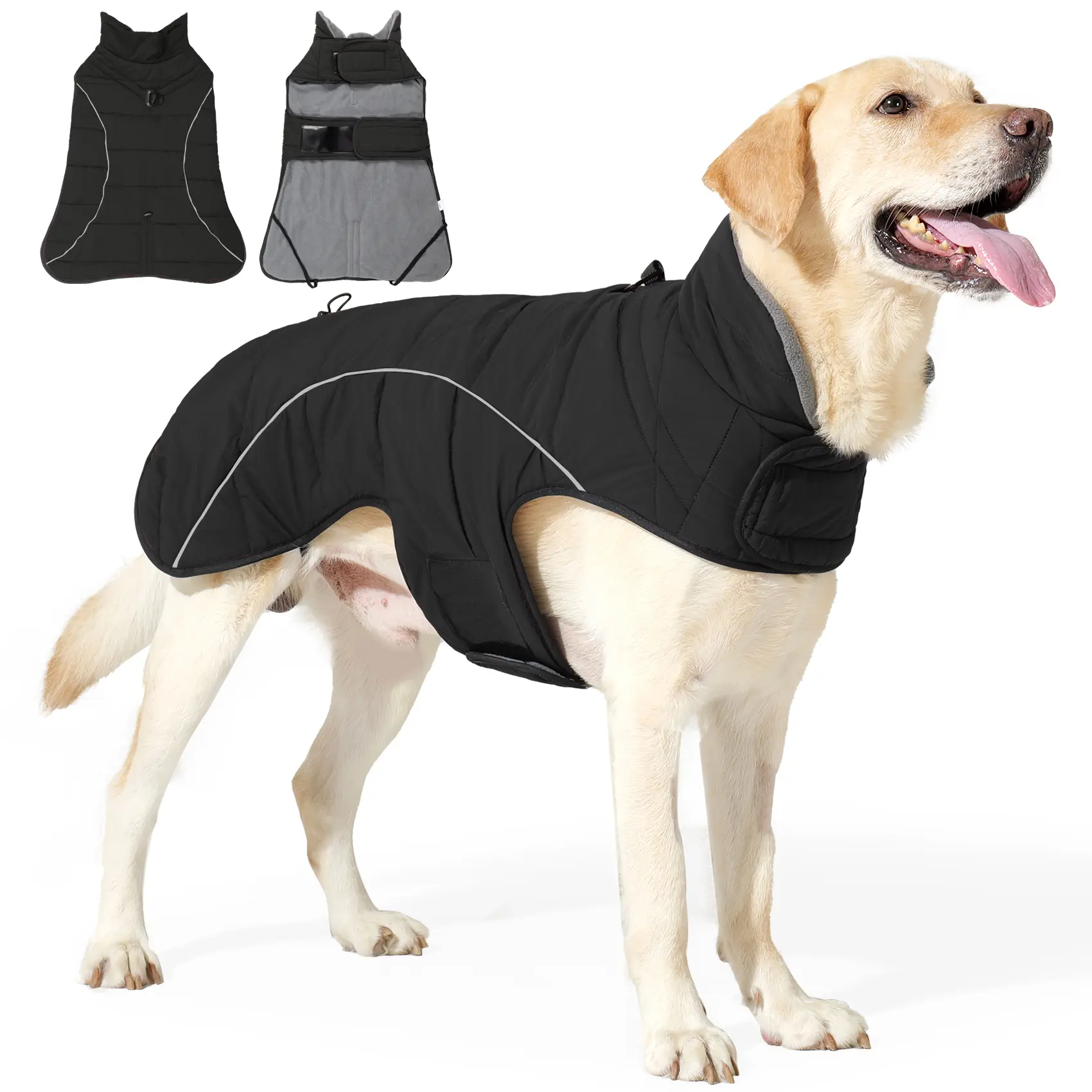 Windproof Dog Winter Coat, Thick Dralon Thermal Warm Jacket, 100% Nylon Cold Weather Pet Vest Outdoor Warm Clothes for Medium Large Dogs