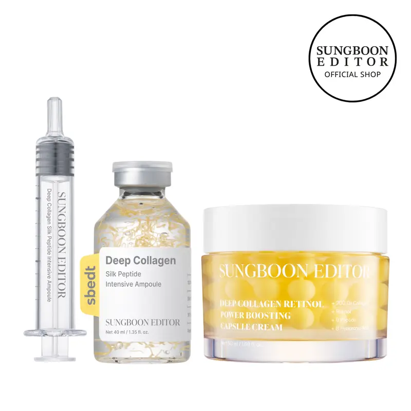 [Sungboon] Silk Lift Peptide Ampoule + Collagen Retinol Capsule Cream | Wrinkle Care & Face-Lift at Home | Plumping, Firming, Anti-Aging Korean Skincare