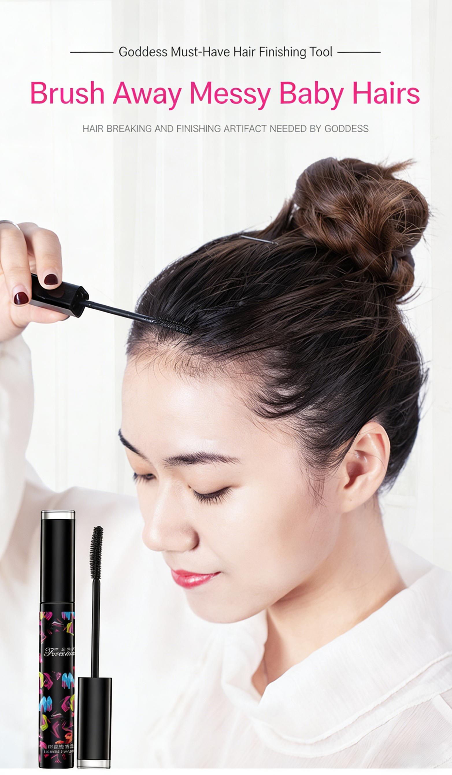 Hair Tamer Stick, Hair Finishing Stick for Baby Hair, Edges & Frizz, Water-Based Smooth Styling Gel with Soft Brush, Non-Sticky, Travel Friendly, Sleek Hair Look